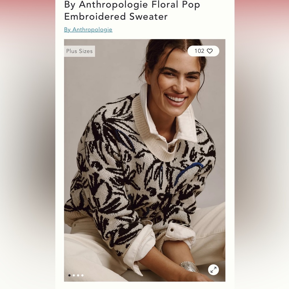 LAST ONE 🛍️Anthropologie floral pop-embroidered sweater NWT ⭐️